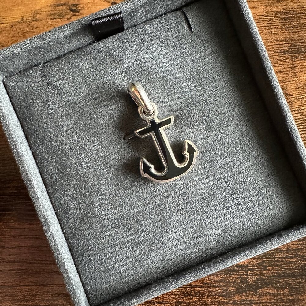 David Yurman Maritime Anchor Amulet Pendant w/ Black Onyx - RARE